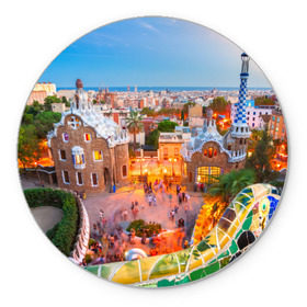 Коврик круглый с принтом Barcelona в Кировске, резина и полиэстер | круглая форма, изображение наносится на всю лицевую часть | europe | spain | барселона | европа | ес | испания | туризм