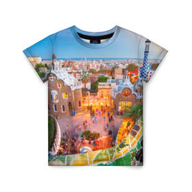 Детская футболка 3D с принтом Barcelona в Кировске, 100% гипоаллергенный полиэфир | прямой крой, круглый вырез горловины, длина до линии бедер, чуть спущенное плечо, ткань немного тянется | europe | spain | барселона | европа | ес | испания | туризм