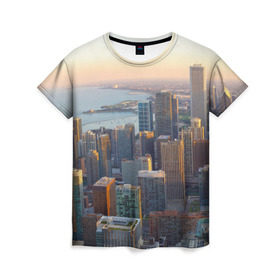 Женская футболка 3D с принтом Нью-Йорк в Кировске, 100% полиэфир ( синтетическое хлопкоподобное полотно) | прямой крой, круглый вырез горловины, длина до линии бедер | america | new york | usa | америка | высотки | мегаполис | нью йорк | столица мира | сша | штаты