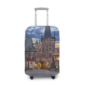Чехол для чемодана 3D с принтом Прага в Кировске, 86% полиэфир, 14% спандекс | двустороннее нанесение принта, прорези для ручек и колес | czech republic | europe | prague | европа | ес | каникулы | мосты | отпуск | прага | туризм | хоккей | чехия