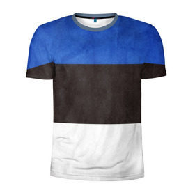 Мужская футболка 3D спортивная с принтом Эстония в Кировске, 100% полиэстер с улучшенными характеристиками | приталенный силуэт, круглая горловина, широкие плечи, сужается к линии бедра | страна | эстония | эстонская республика