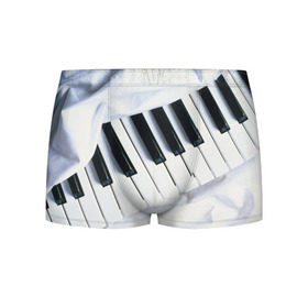 Мужские трусы 3D с принтом Клавиши в Кировске, 50% хлопок, 50% полиэстер | классическая посадка, на поясе мягкая тканевая резинка | белая | клавиши | музыка | пианино | черная