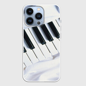 Чехол для iPhone 13 Pro с принтом Клавиши в Кировске,  |  | Тематика изображения на принте: белая | клавиши | музыка | пианино | черная