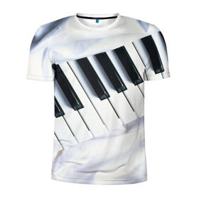Мужская футболка 3D спортивная с принтом Клавиши в Кировске, 100% полиэстер с улучшенными характеристиками | приталенный силуэт, круглая горловина, широкие плечи, сужается к линии бедра | белая | клавиши | музыка | пианино | черная