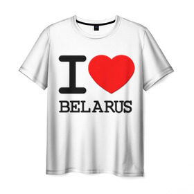 Мужская футболка 3D с принтом Люблю Беларусь 3 в Кировске, 100% полиэфир | прямой крой, круглый вырез горловины, длина до линии бедер | Тематика изображения на принте: belarus | love | беларусь | люблю
