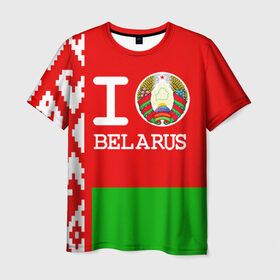 Мужская футболка 3D с принтом Люблю Беларусь 4 в Кировске, 100% полиэфир | прямой крой, круглый вырез горловины, длина до линии бедер | belarus | love | беларусь | люблю