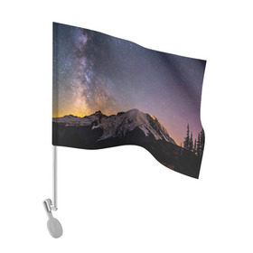 Флаг для автомобиля с принтом Звездное небо в Кировске, 100% полиэстер | Размер: 30*21 см | горы | звезды | космос | небо | ночь