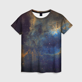 Женская футболка 3D с принтом Космос в Кировске, 100% полиэфир ( синтетическое хлопкоподобное полотно) | прямой крой, круглый вырез горловины, длина до линии бедер | галактика | звезды | космос | небо | планеты