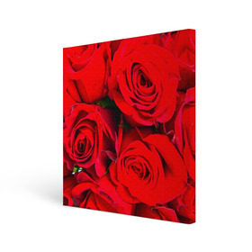 Холст квадратный с принтом Розы в Кировске, 100% ПВХ |  | букет | красная | лепестки | роза | цветы
