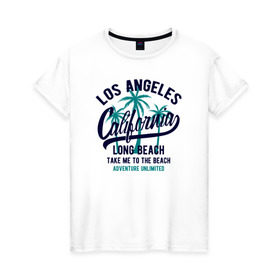 Женская футболка хлопок с принтом California в Кировске, 100% хлопок | прямой крой, круглый вырез горловины, длина до линии бедер, слегка спущенное плечо | california