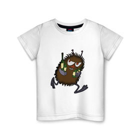 Детская футболка хлопок с принтом Вонючка Стинки с бутылками в Кировске, 100% хлопок | круглый вырез горловины, полуприлегающий силуэт, длина до линии бедер | муми тролль