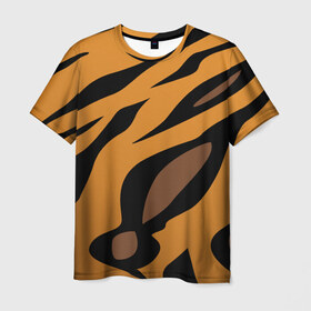 Мужская футболка 3D с принтом Шерсть тигра в Кировске, 100% полиэфир | прямой крой, круглый вырез горловины, длина до линии бедер | оранжевый | текстура | тигр