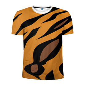 Мужская футболка 3D спортивная с принтом Шерсть тигра в Кировске, 100% полиэстер с улучшенными характеристиками | приталенный силуэт, круглая горловина, широкие плечи, сужается к линии бедра | оранжевый | текстура | тигр