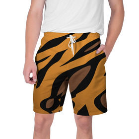 Мужские шорты 3D с принтом Шерсть тигра в Кировске,  полиэстер 100% | прямой крой, два кармана без застежек по бокам. Мягкая трикотажная резинка на поясе, внутри которой широкие завязки. Длина чуть выше колен | Тематика изображения на принте: оранжевый | текстура | тигр