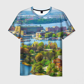 Мужская футболка 3D с принтом Швеция в Кировске, 100% полиэфир | прямой крой, круглый вырез горловины, длина до линии бедер | europe | stockholm | sweden | европа | ес | каникулы | отпуск | стокгольм | туризм | швеция