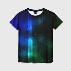 Женская футболка 3D с принтом Космос в Кировске, 100% полиэфир ( синтетическое хлопкоподобное полотно) | прямой крой, круглый вырез горловины, длина до линии бедер | вселенная | галактика | звезды | туманность