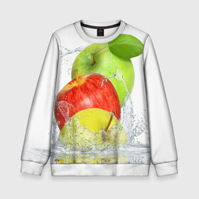 Детский свитшот 3D с принтом Яблоки в Кировске, 100% полиэстер | свободная посадка, прямой крой, мягкая тканевая резинка на рукавах и понизу свитшота | фрукты | яблоки