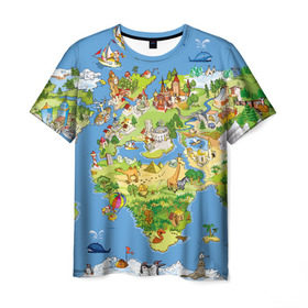 Мужская футболка 3D с принтом Карта 7 в Кировске, 100% полиэфир | прямой крой, круглый вырез горловины, длина до линии бедер | map | world | карта | мир