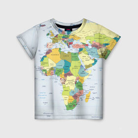 Детская футболка 3D с принтом Карта 9 в Кировске, 100% гипоаллергенный полиэфир | прямой крой, круглый вырез горловины, длина до линии бедер, чуть спущенное плечо, ткань немного тянется | Тематика изображения на принте: map | world | карта | мир