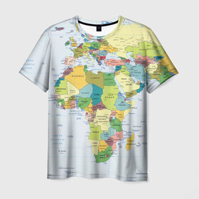 Мужская футболка 3D с принтом Карта 9 в Кировске, 100% полиэфир | прямой крой, круглый вырез горловины, длина до линии бедер | map | world | карта | мир