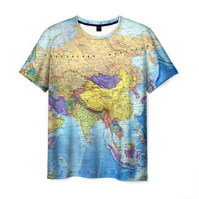 Мужская футболка 3D с принтом Карта 10 в Кировске, 100% полиэфир | прямой крой, круглый вырез горловины, длина до линии бедер | map | world | карта | мир