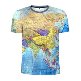 Мужская футболка 3D спортивная с принтом Карта 10 в Кировске, 100% полиэстер с улучшенными характеристиками | приталенный силуэт, круглая горловина, широкие плечи, сужается к линии бедра | Тематика изображения на принте: map | world | карта | мир