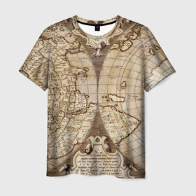 Мужская футболка 3D с принтом Карта 12 в Кировске, 100% полиэфир | прямой крой, круглый вырез горловины, длина до линии бедер | map | world | карта | мир