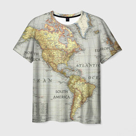 Мужская футболка 3D с принтом Карта 16 в Кировске, 100% полиэфир | прямой крой, круглый вырез горловины, длина до линии бедер | map | world | карта | мир