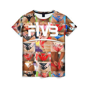 Женская футболка 3D с принтом Волейбол 1 в Кировске, 100% полиэфир ( синтетическое хлопкоподобное полотно) | прямой крой, круглый вырез горловины, длина до линии бедер | fiv3 | volleyball | волейбол