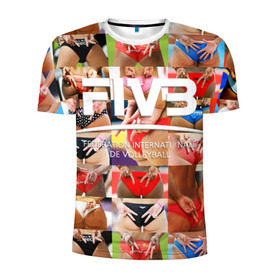 Мужская футболка 3D спортивная с принтом Волейбол 1 в Кировске, 100% полиэстер с улучшенными характеристиками | приталенный силуэт, круглая горловина, широкие плечи, сужается к линии бедра | Тематика изображения на принте: fiv3 | volleyball | волейбол