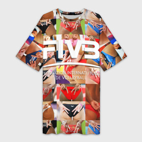 Платье-футболка 3D с принтом Волейбол 1 в Кировске,  |  | fiv3 | volleyball | волейбол