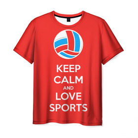 Мужская футболка 3D с принтом Волейбол 5 в Кировске, 100% полиэфир | прямой крой, круглый вырез горловины, длина до линии бедер | keep calm | volleyball | волейбол