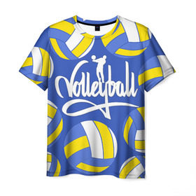 Мужская футболка 3D с принтом Волейбол 6 в Кировске, 100% полиэфир | прямой крой, круглый вырез горловины, длина до линии бедер | volleyball | волейбол