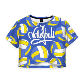 Женская футболка 3D укороченная с принтом Волейбол 6 в Кировске, 100% полиэстер | круглая горловина, длина футболки до линии талии, рукава с отворотами | volleyball | волейбол