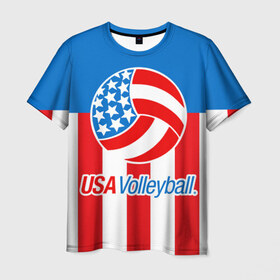 Мужская футболка 3D с принтом Волейбол 15 в Кировске, 100% полиэфир | прямой крой, круглый вырез горловины, длина до линии бедер | usa | volleyball | волейбол