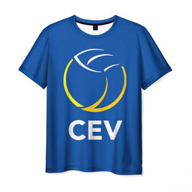 Мужская футболка 3D с принтом Волейбол 19 в Кировске, 100% полиэфир | прямой крой, круглый вырез горловины, длина до линии бедер | cev | volleyball | волейбол
