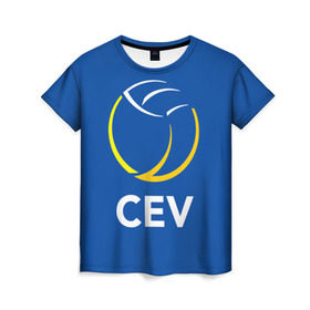 Женская футболка 3D с принтом Волейбол 19 в Кировске, 100% полиэфир ( синтетическое хлопкоподобное полотно) | прямой крой, круглый вырез горловины, длина до линии бедер | cev | volleyball | волейбол
