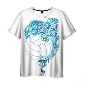 Мужская футболка 3D с принтом Волейбол 22 в Кировске, 100% полиэфир | прямой крой, круглый вырез горловины, длина до линии бедер | 