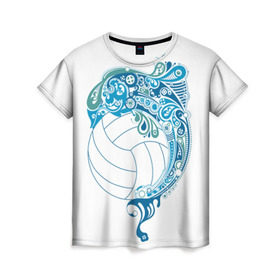 Женская футболка 3D с принтом Волейбол 22 в Кировске, 100% полиэфир ( синтетическое хлопкоподобное полотно) | прямой крой, круглый вырез горловины, длина до линии бедер | 