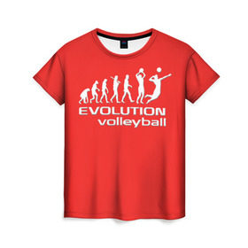 Женская футболка 3D с принтом Волейбол 23 в Кировске, 100% полиэфир ( синтетическое хлопкоподобное полотно) | прямой крой, круглый вырез горловины, длина до линии бедер | evolution | volleyball | волейбол
