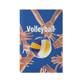 Обложка для паспорта матовая кожа с принтом Волейбол 24 в Кировске, натуральная матовая кожа | размер 19,3 х 13,7 см; прозрачные пластиковые крепления | volleyball | волейбол