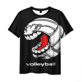Мужская футболка 3D с принтом Волейбол 25 в Кировске, 100% полиэфир | прямой крой, круглый вырез горловины, длина до линии бедер | volleyball | волейбол