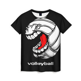 Женская футболка 3D с принтом Волейбол 25 в Кировске, 100% полиэфир ( синтетическое хлопкоподобное полотно) | прямой крой, круглый вырез горловины, длина до линии бедер | Тематика изображения на принте: volleyball | волейбол
