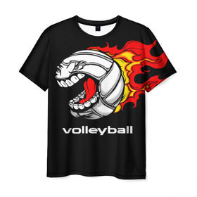 Мужская футболка 3D с принтом Волейбол 26 в Кировске, 100% полиэфир | прямой крой, круглый вырез горловины, длина до линии бедер | volleyball | волейбол