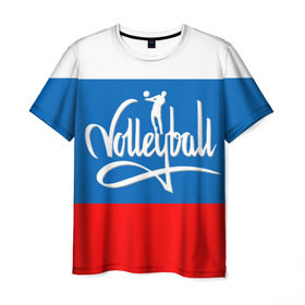 Мужская футболка 3D с принтом Волейбол 27 в Кировске, 100% полиэфир | прямой крой, круглый вырез горловины, длина до линии бедер | volleyball | волейбол