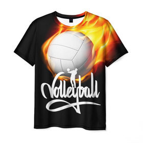 Мужская футболка 3D с принтом Волейбол 28 в Кировске, 100% полиэфир | прямой крой, круглый вырез горловины, длина до линии бедер | volleyball | волейбол
