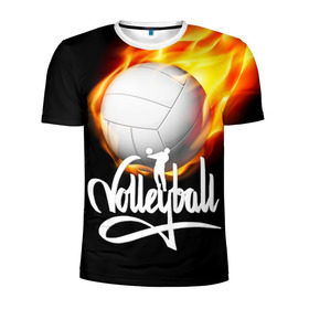 Мужская футболка 3D спортивная с принтом Волейбол 28 в Кировске, 100% полиэстер с улучшенными характеристиками | приталенный силуэт, круглая горловина, широкие плечи, сужается к линии бедра | volleyball | волейбол