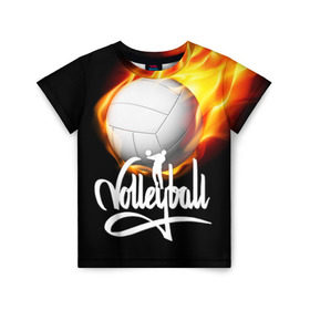 Детская футболка 3D с принтом Волейбол 28 в Кировске, 100% гипоаллергенный полиэфир | прямой крой, круглый вырез горловины, длина до линии бедер, чуть спущенное плечо, ткань немного тянется | volleyball | волейбол