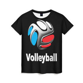 Женская футболка 3D с принтом Волейбол 29 в Кировске, 100% полиэфир ( синтетическое хлопкоподобное полотно) | прямой крой, круглый вырез горловины, длина до линии бедер | volleyball | волейбол