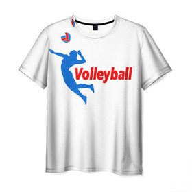 Мужская футболка 3D с принтом Волейбол 31 в Кировске, 100% полиэфир | прямой крой, круглый вырез горловины, длина до линии бедер | volleyball | волейбол